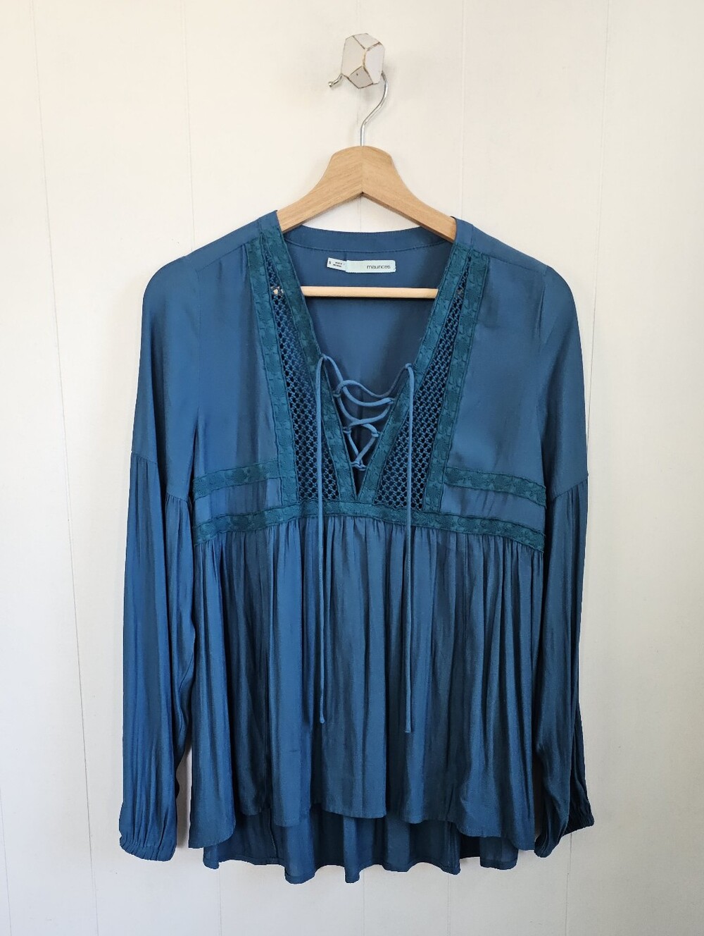 MAURICES Teal Lace-Up Tunic Top